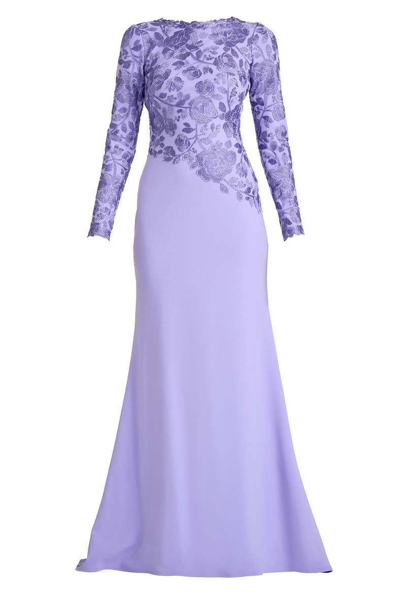 Floral Embroidered Long Sleeve Mermaid Gown