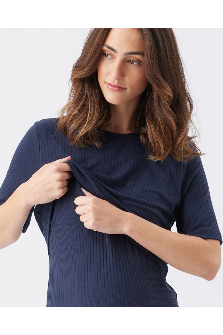 Ivy Rib Nursing Dress Navy