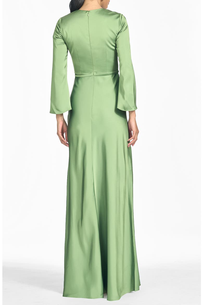 Alex Floral Long Sleeve Satin Crepe Gown