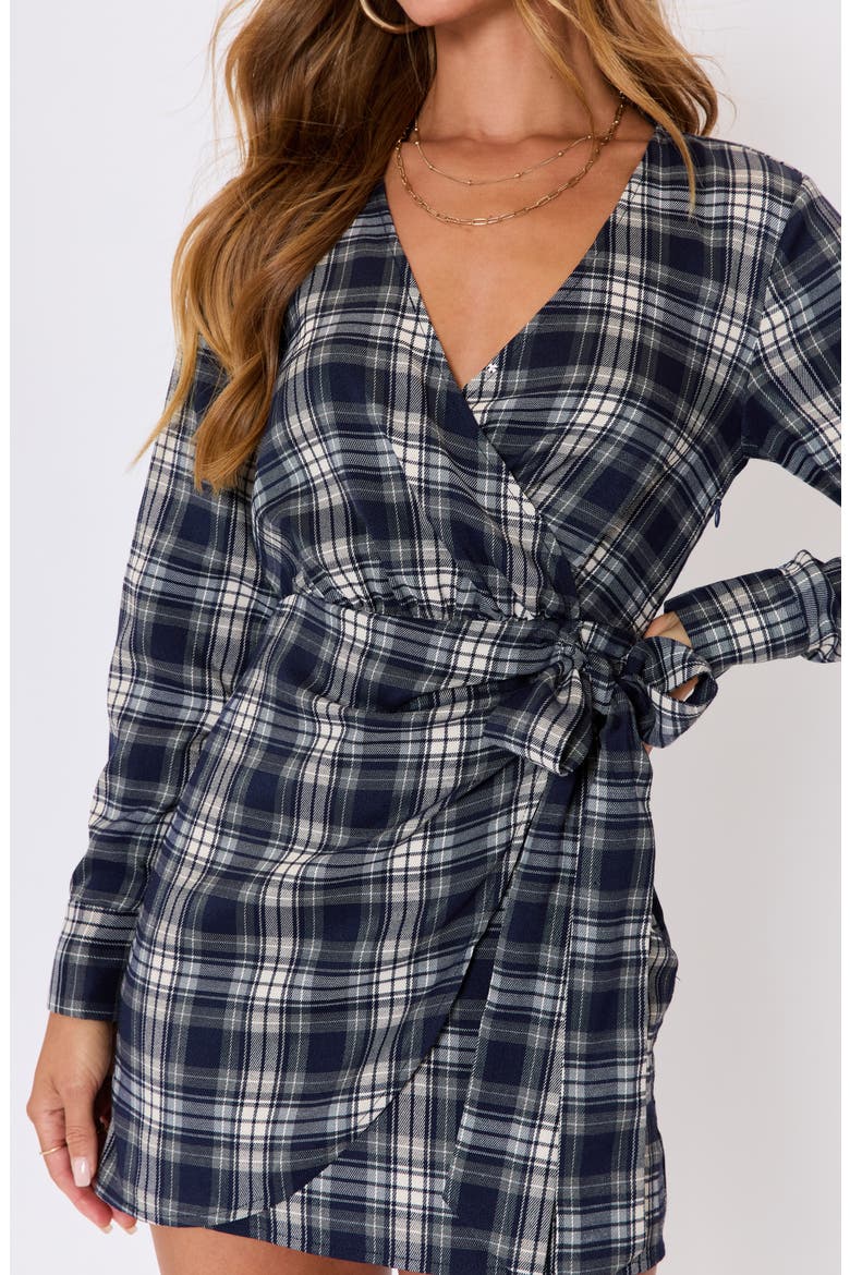 Collette Wrap Front Long Sleeve Mini Shirtdress