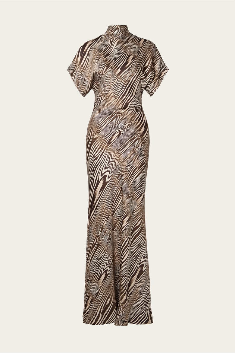 Alivia Short Sleeve Satin Maxi Dress