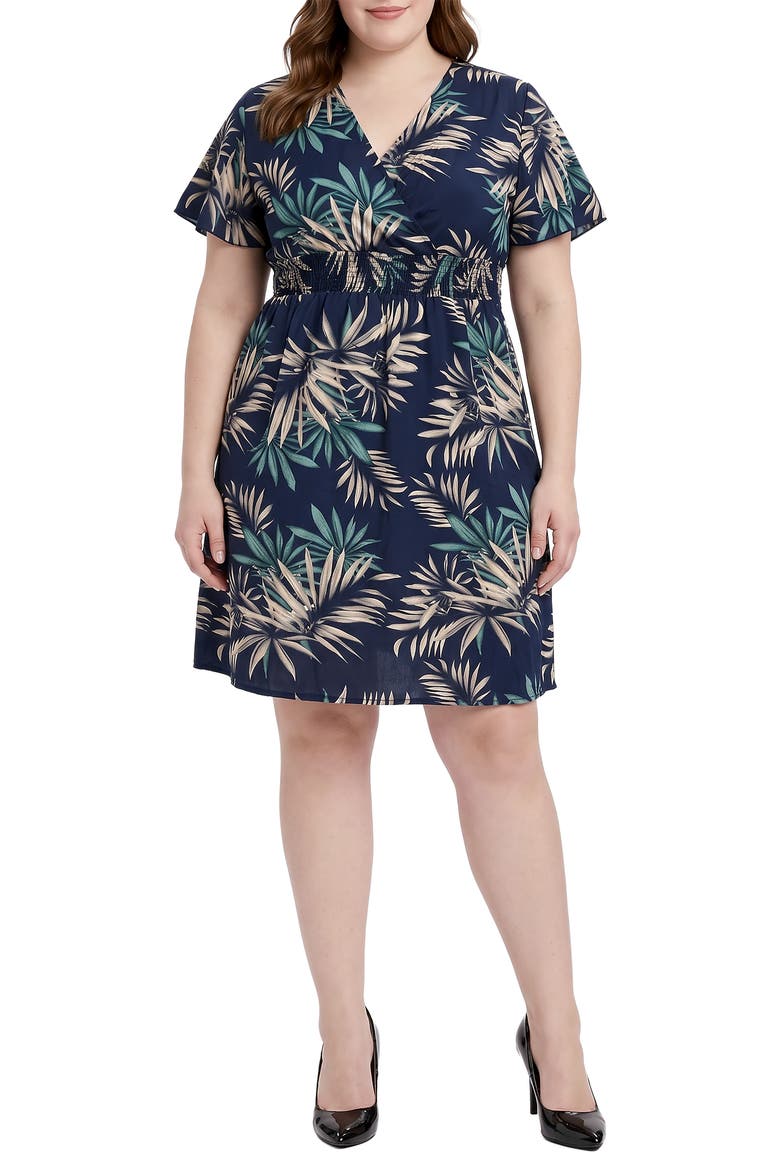 Floral Surplice Neck Minidress