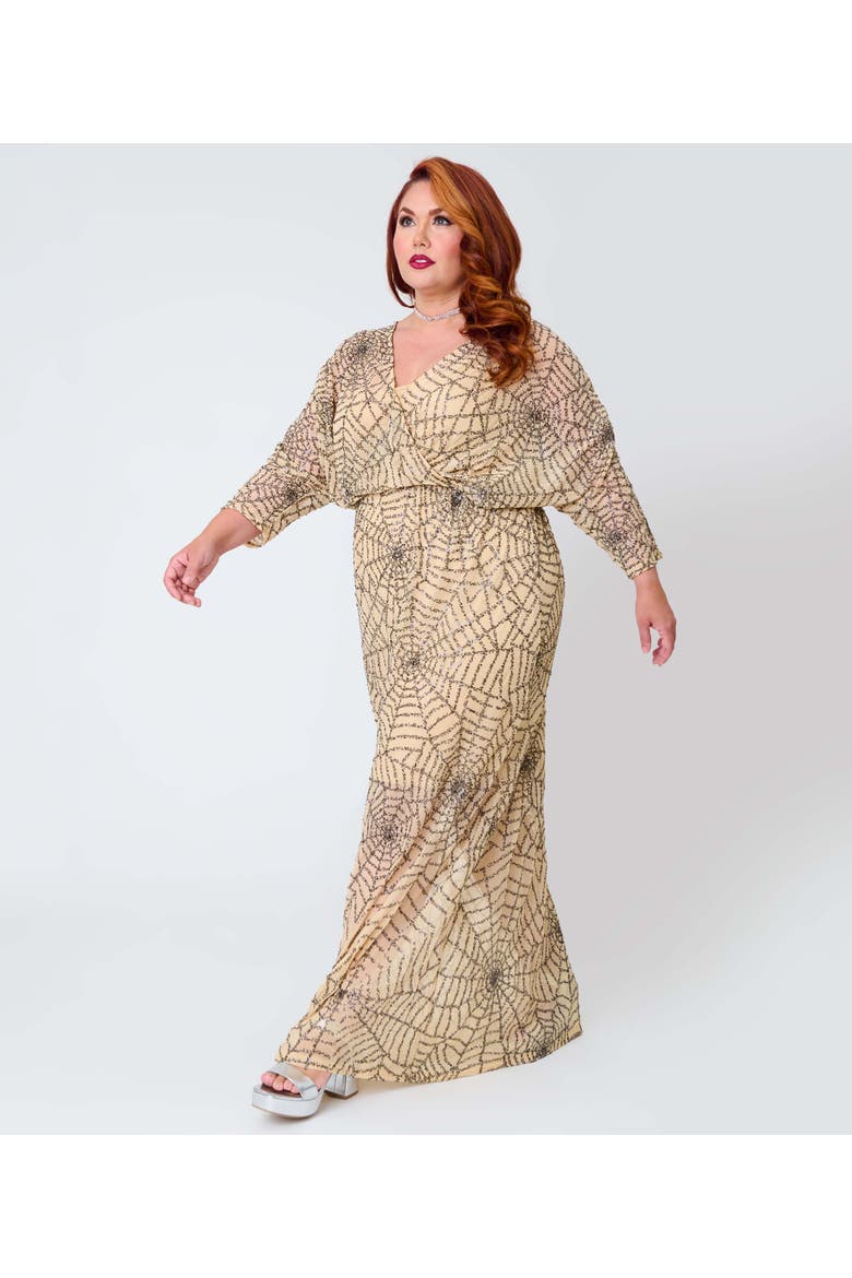 Plus Size Sequin Faux Wrap Maxi Dress