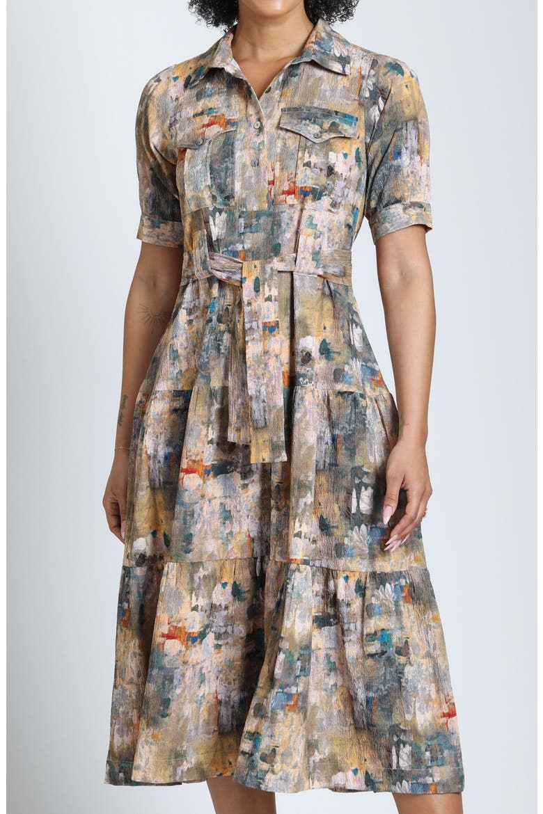 Tiered Midi Dress with Removable Sash