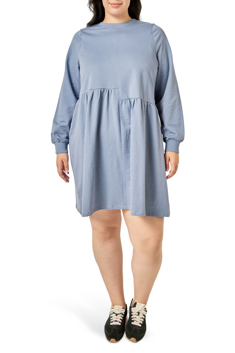 Asymmetrical Seam Knit Long Sleeve Dress