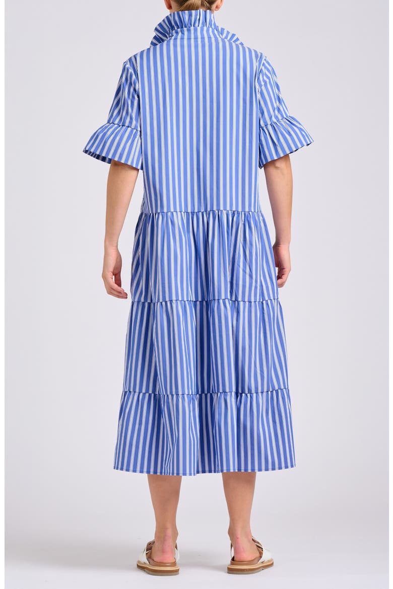 Stripe Ruffle Midi Shirtdress
