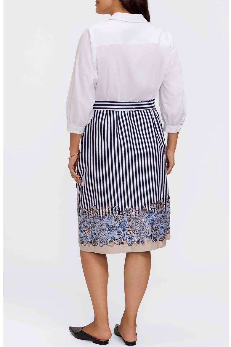 Esther Belted Stripe & Paisley Print Shirtdress
