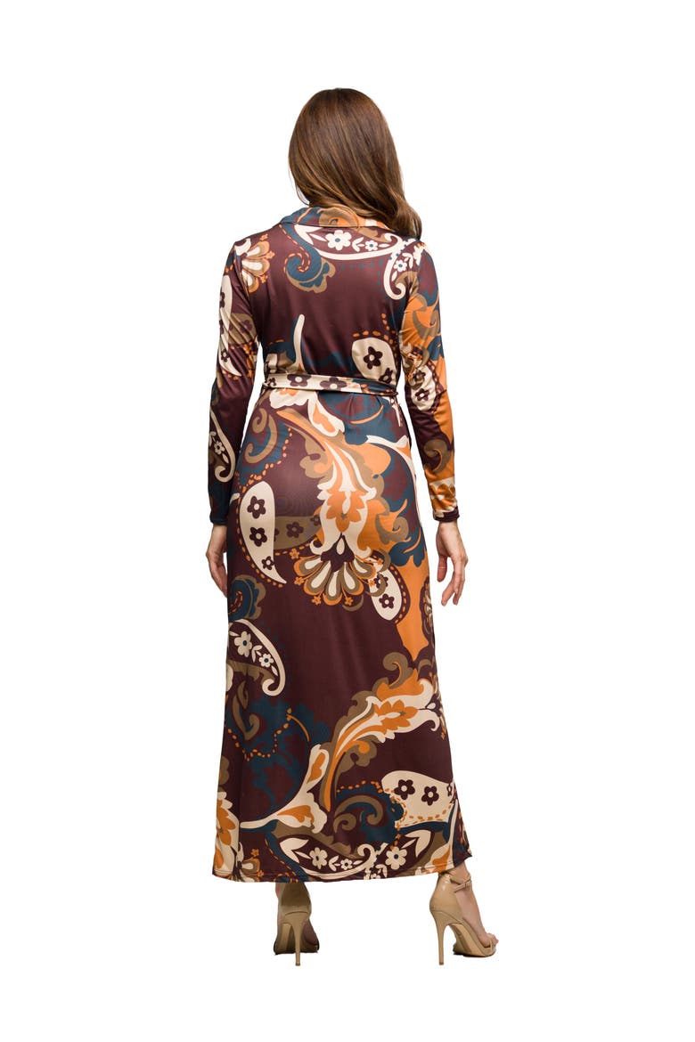 Paisley Belt Waist Maxi Dress