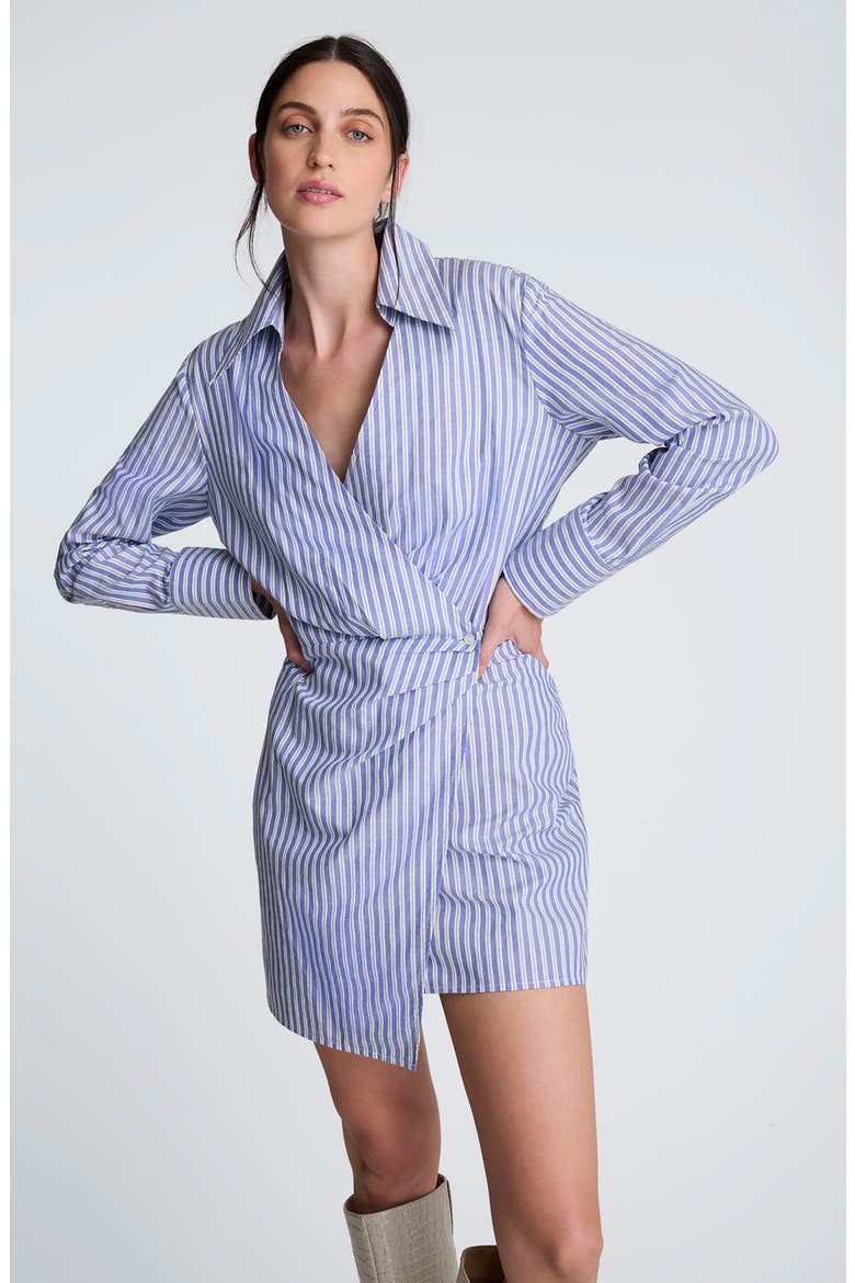 Asymmetric Long Sleeve Wrap Shirtdress