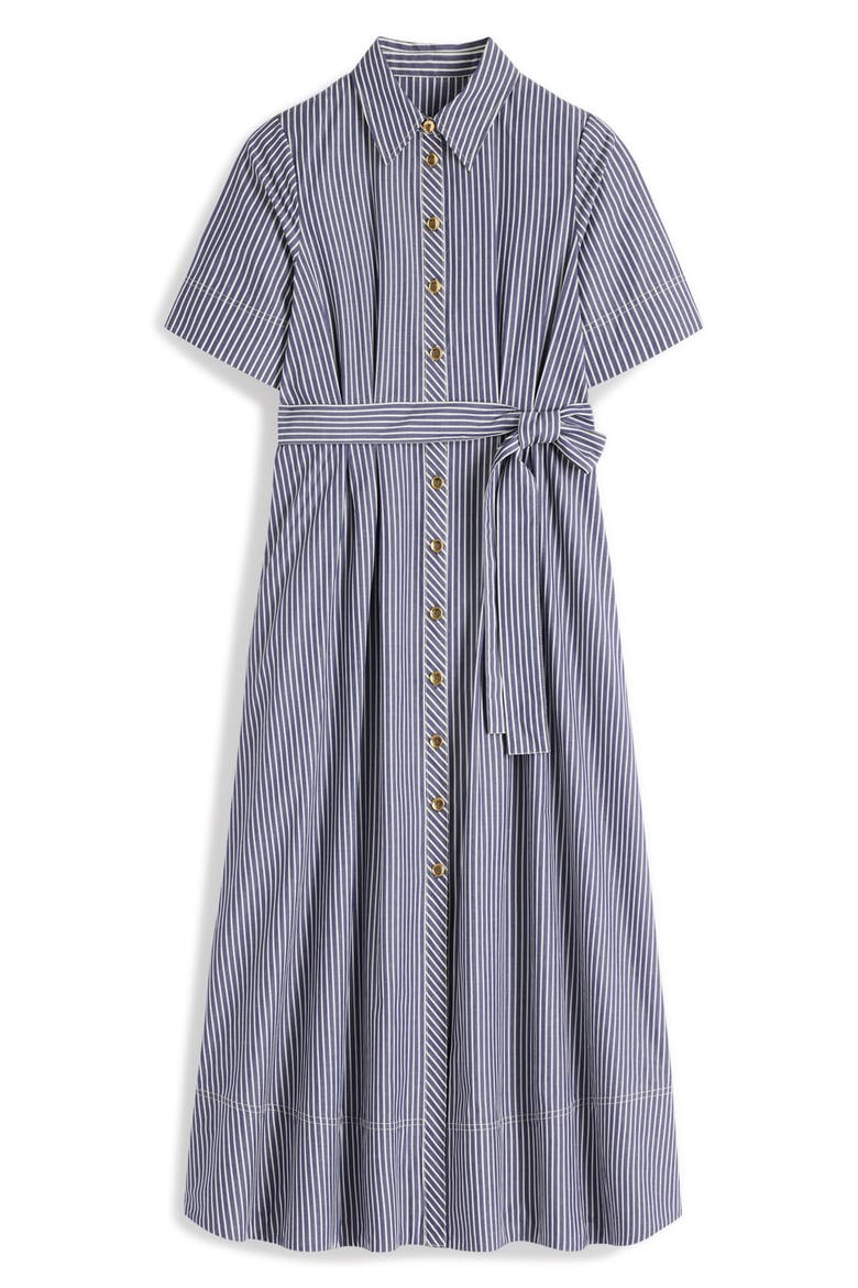 Striped Cotton Midi Shirt Dress