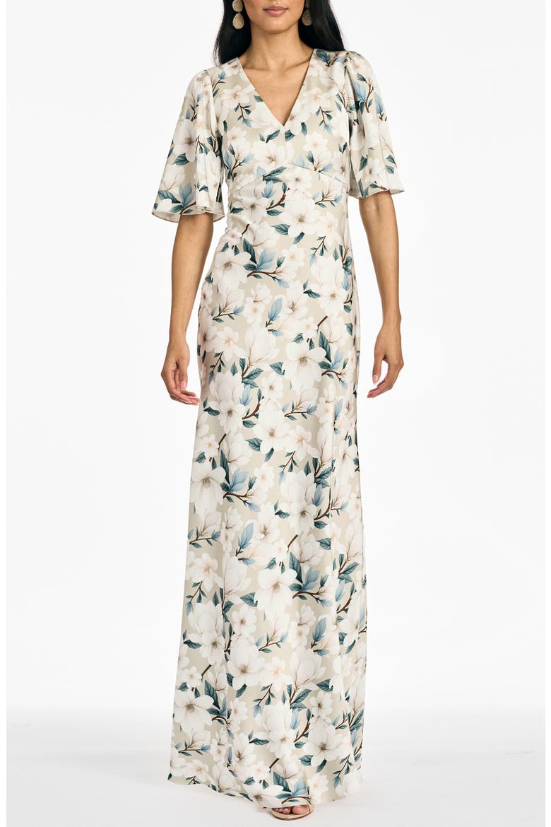 Mae Floral Flutter Sleeve Gown