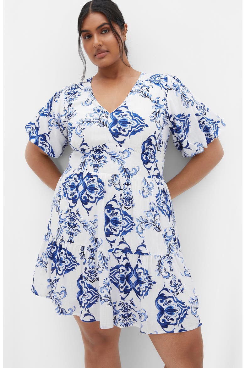 Winslow Print Ruffle Hem Puff Sleeve Dress