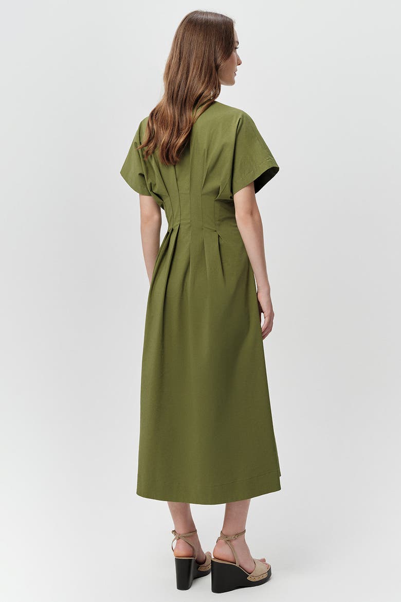 Andree V Neck Tie Waist Pocket Midi Dress