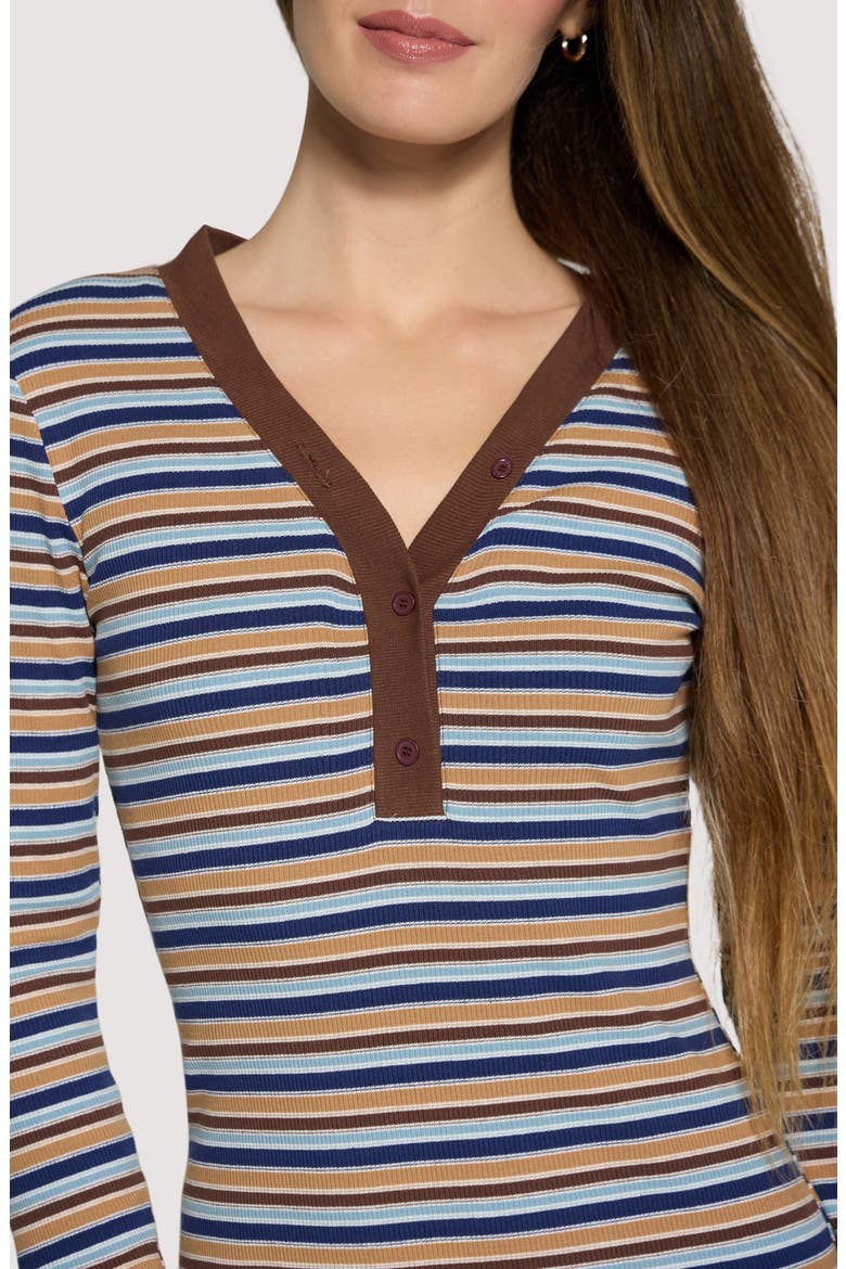 Dreamy Edit Stripe Long Sleeve Cotton Blend Midi Dress