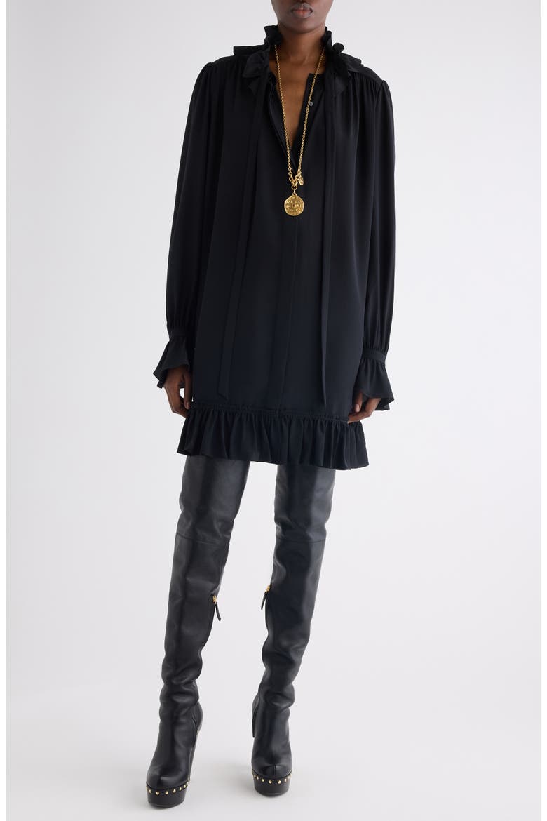 Long Sleeve Organic Silk Crêpe de Chine Minidress
