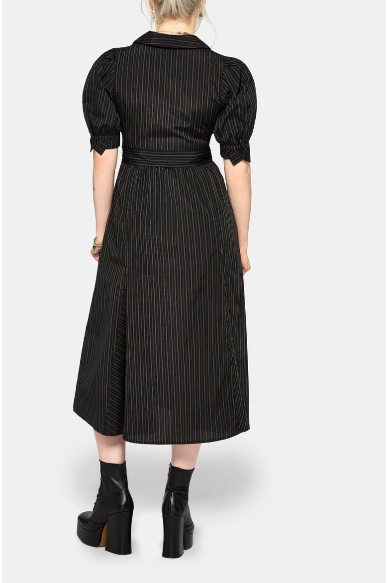 Jenna Stripe Cotton Tie Midi Dress