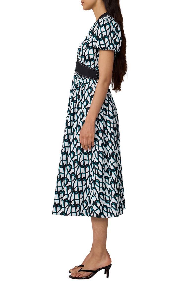 Erica Puff Sleeve Stretch Cotton Midi Dress