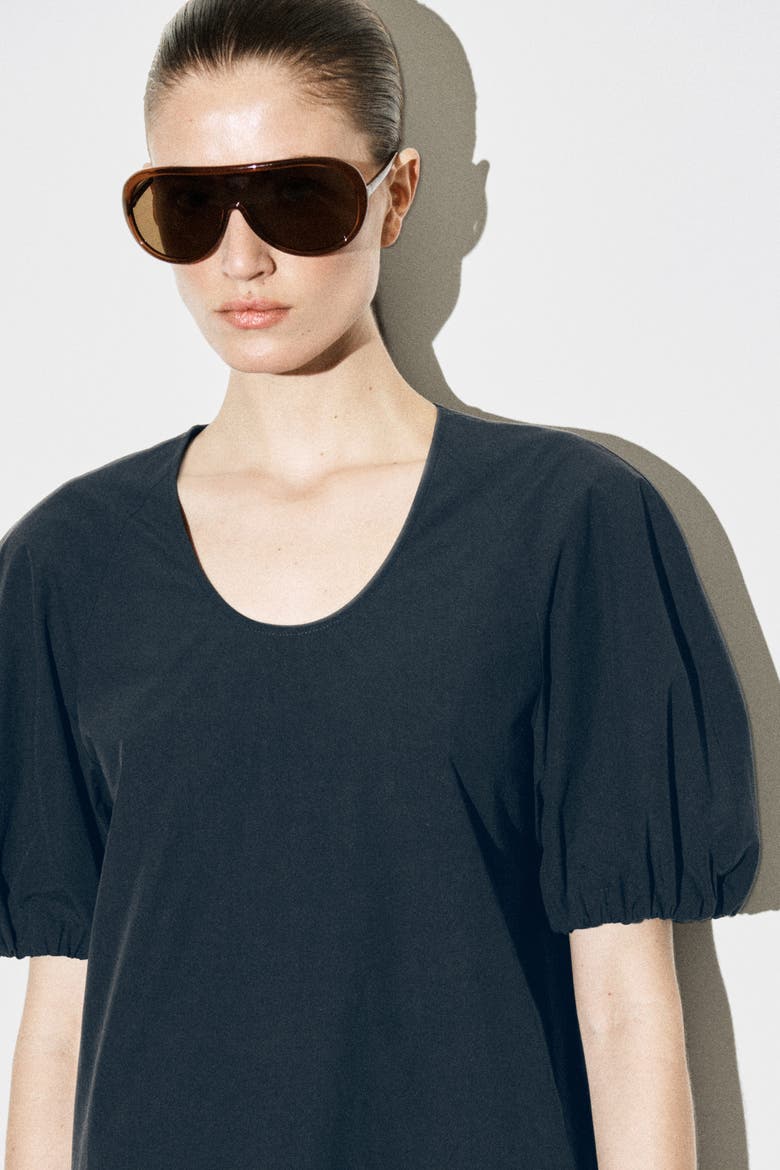 Puff-sleeve Cotton Mini Dress