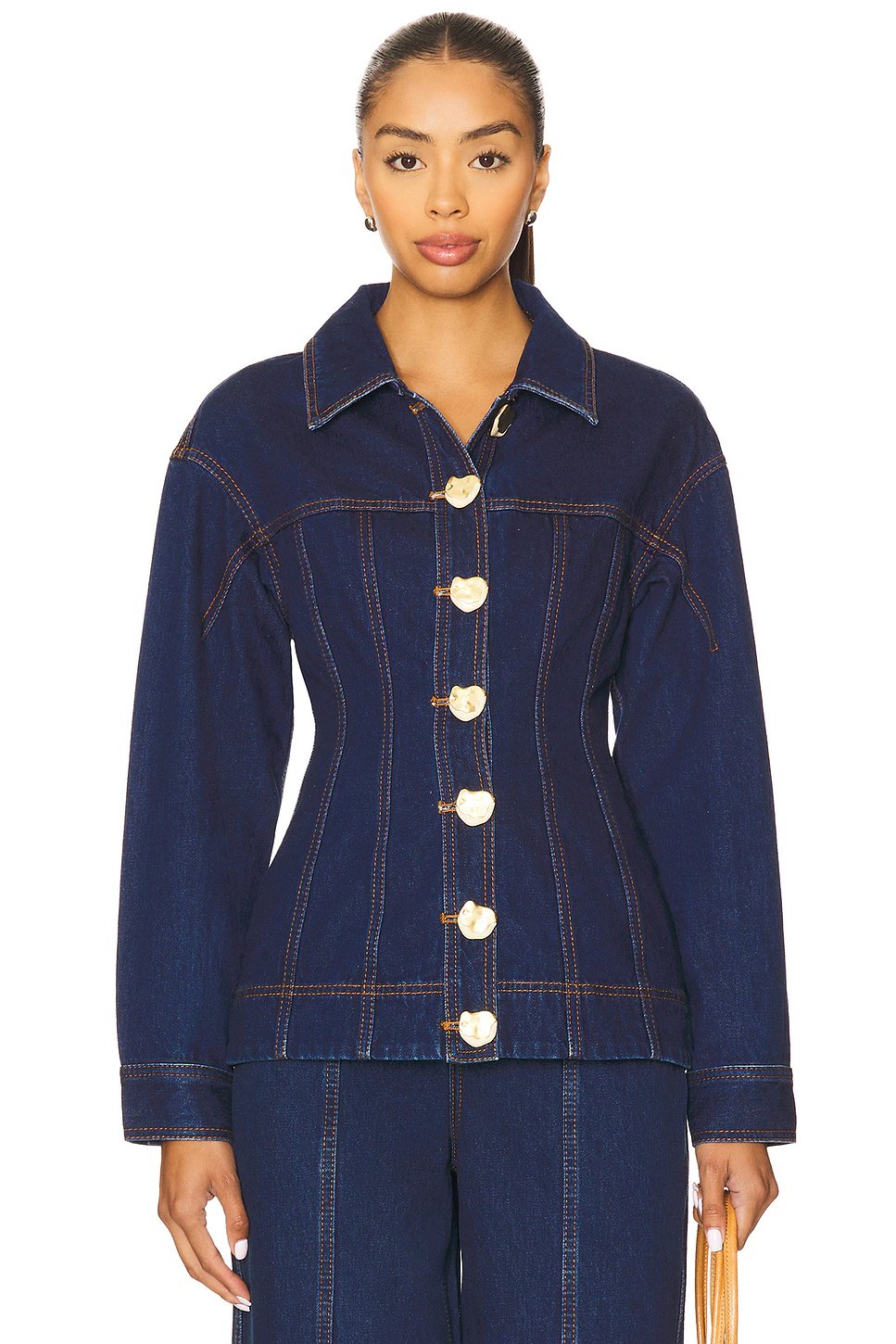 Aje Gianna Denim Shirt in Dark Classic Wash - Image 1