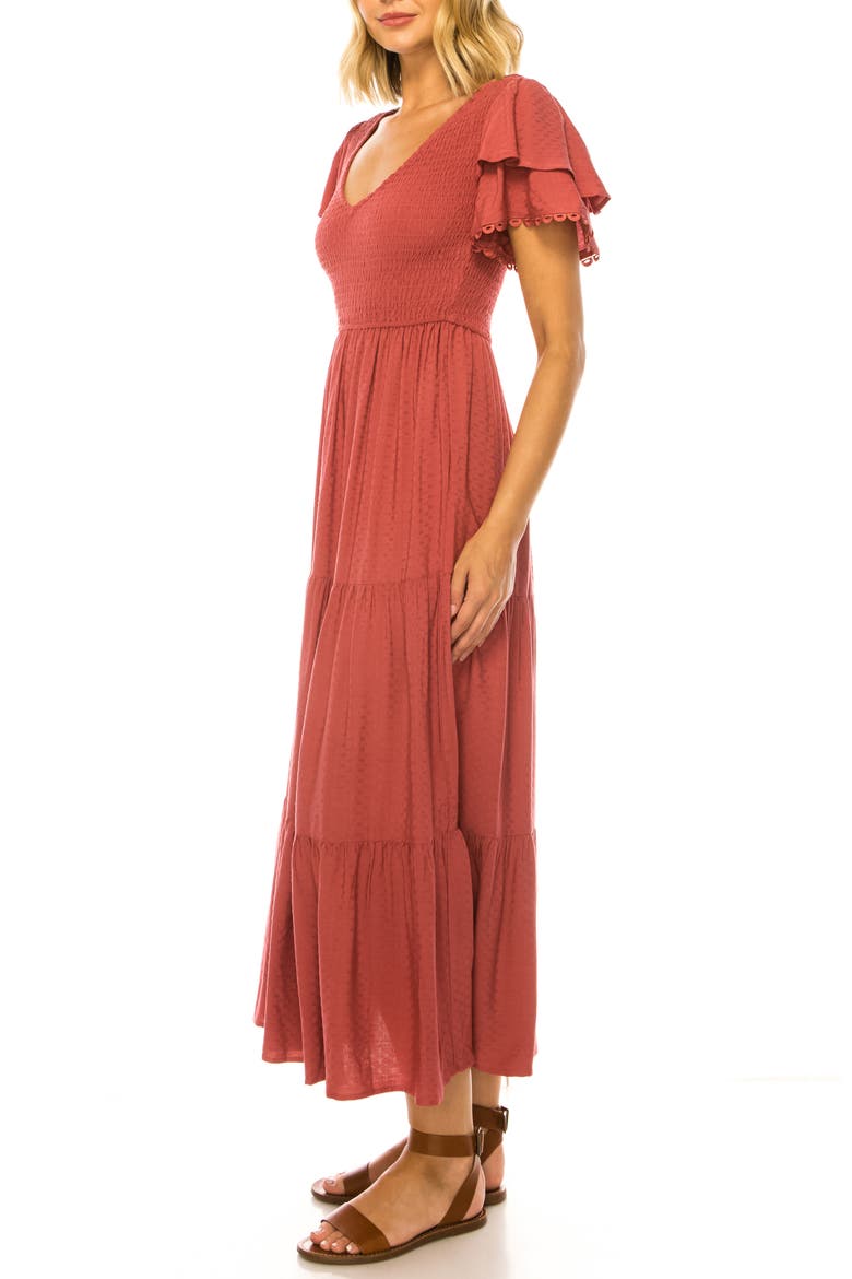 Tiered Woven Midi Dress