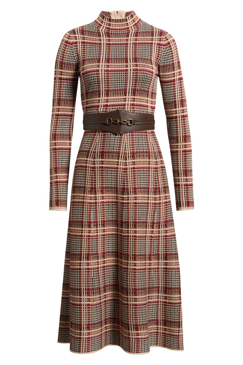 Mock Neck Long Sleeve Midi Dress
