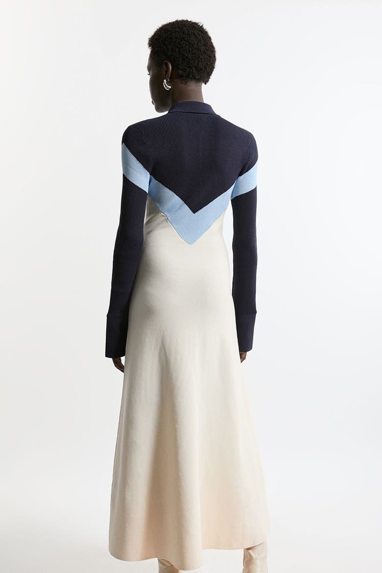 Rib-Knit Polo Top Maxi Dress