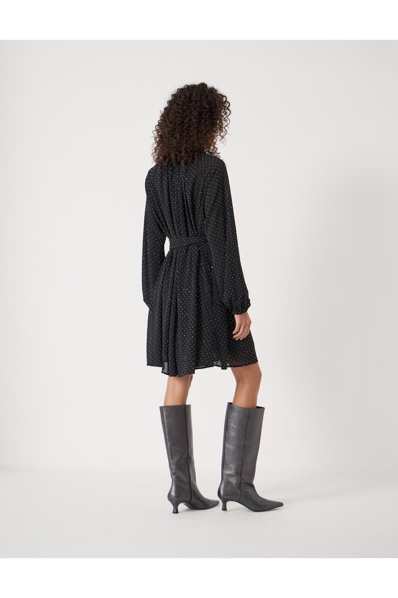 Diamante Gathered Neck Mini Dress