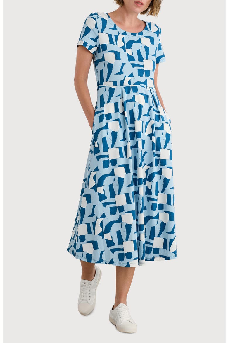 Veronica Geo Print Stretch Organic Cotton Jersey Midi Dress