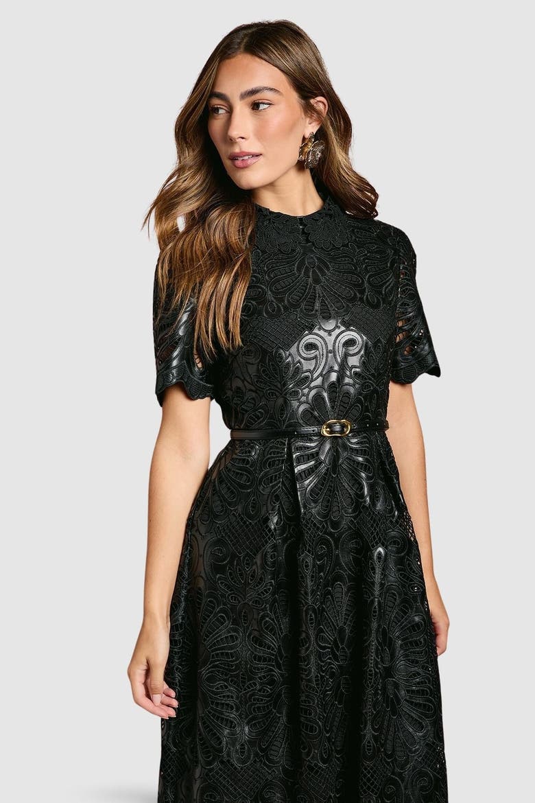 PU Lace Midi Dress
