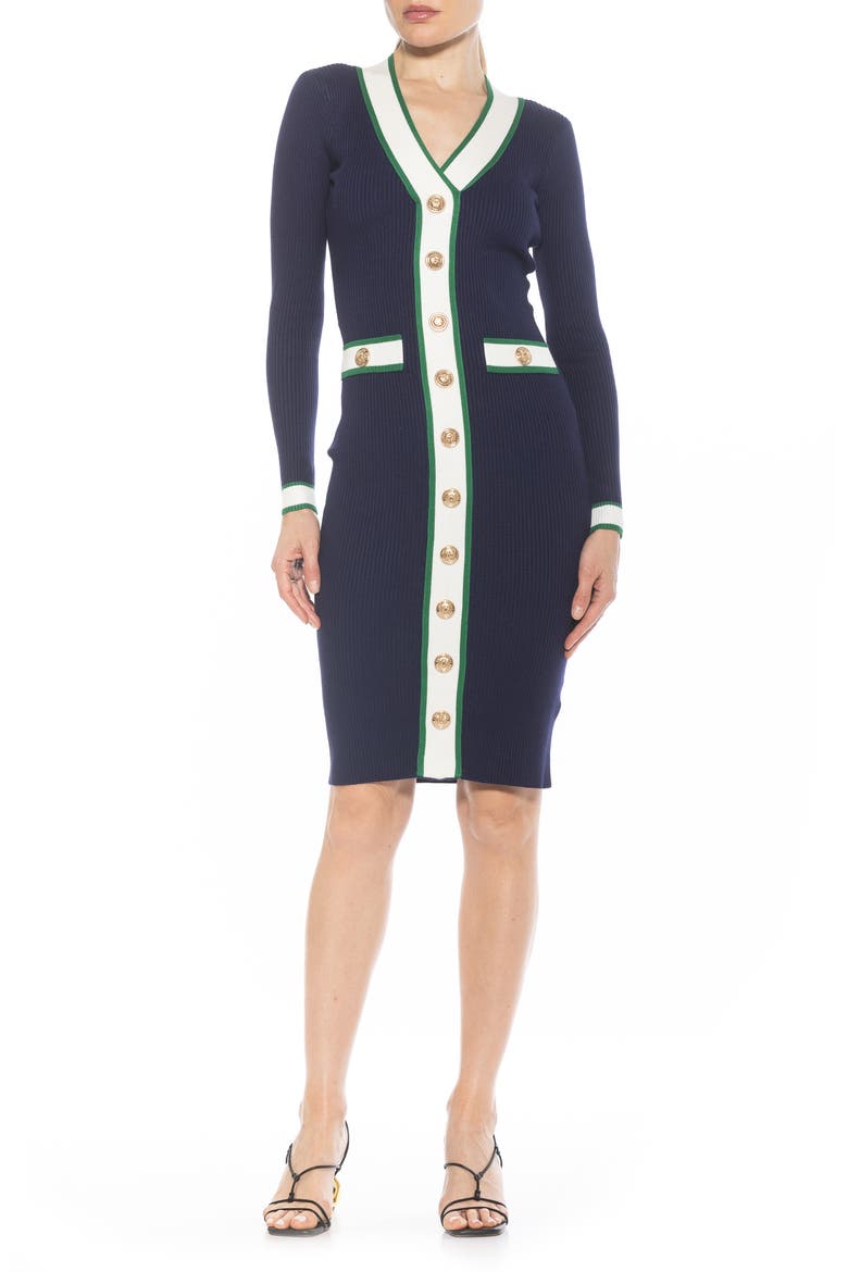 Janet Long Sleeve Ribbed Sweater Dress
