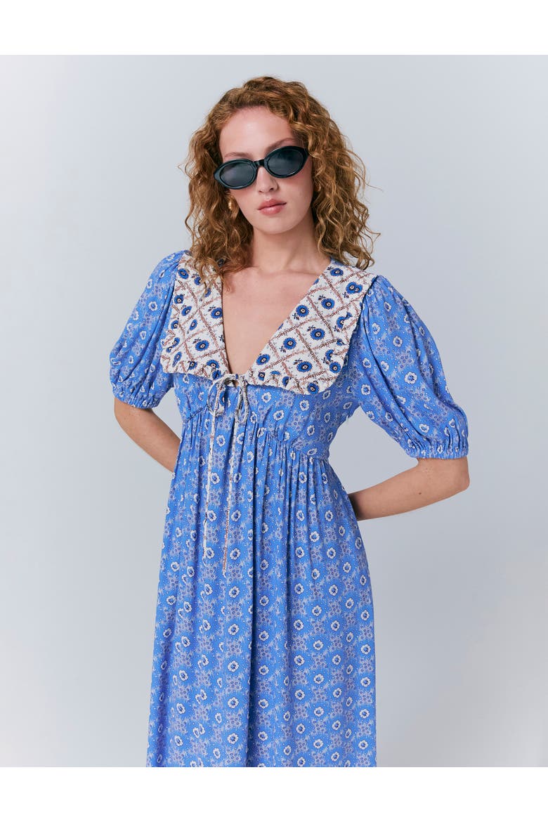 Nellie Crepe Collared Midi Smock Dress