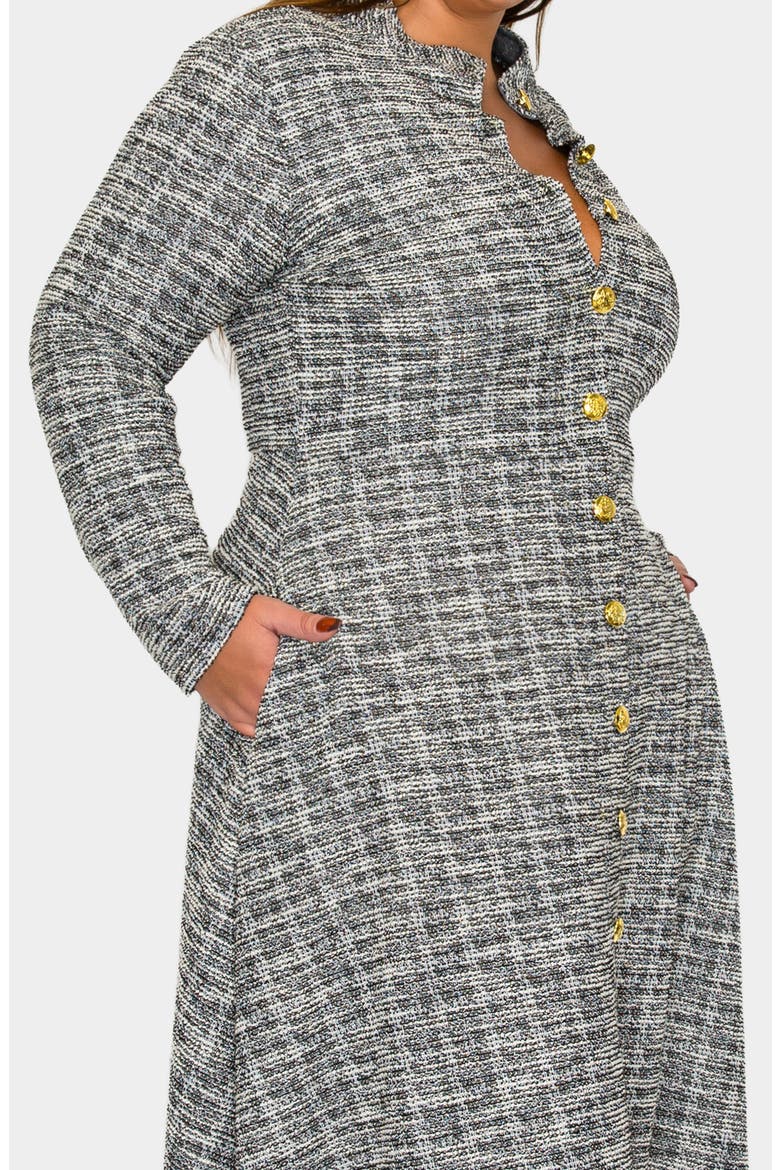 Chelsea Long Sleeve Tweed Midi Dress
