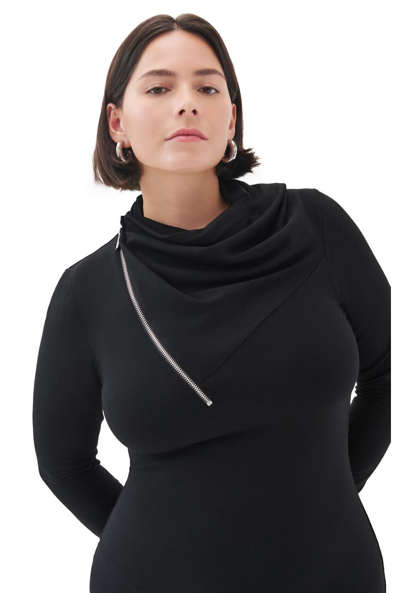 Broome Asymmetric Half Zip Long Sleee Maxi Dress