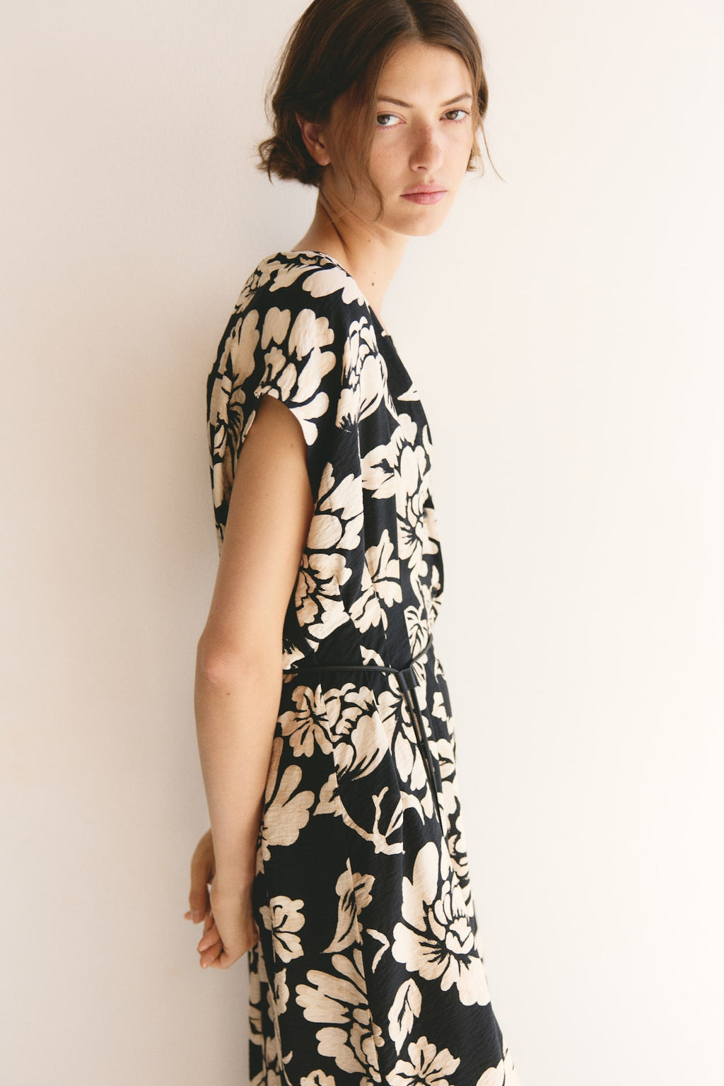 Button-Front Midi Dress