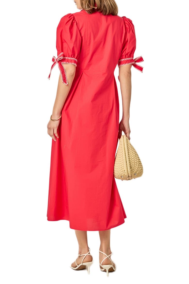 Contrast Stitch A-Line Midi Dress