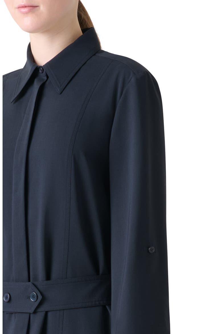 Long Sleeve Stretch Wool Midi Shirtdress