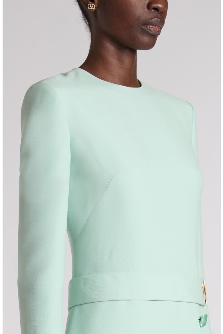 Belted VLOGO Wool & Silk Crepe Couture Minidress