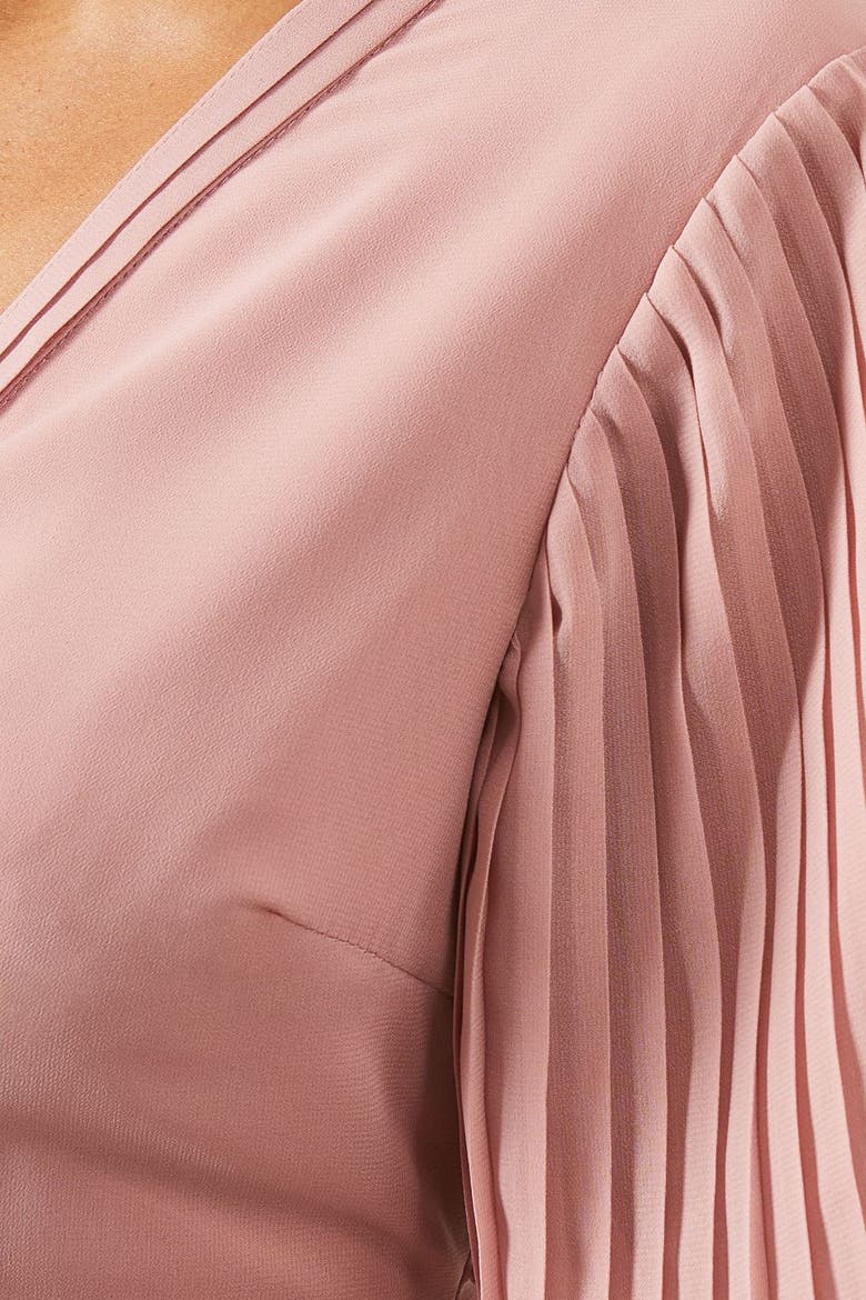 Chiffon Pleated Sleeve Midi Dress