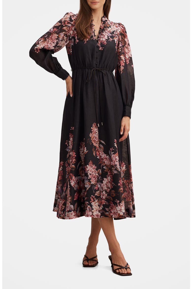 Courtney Floral Long Sleeve Midi Dress