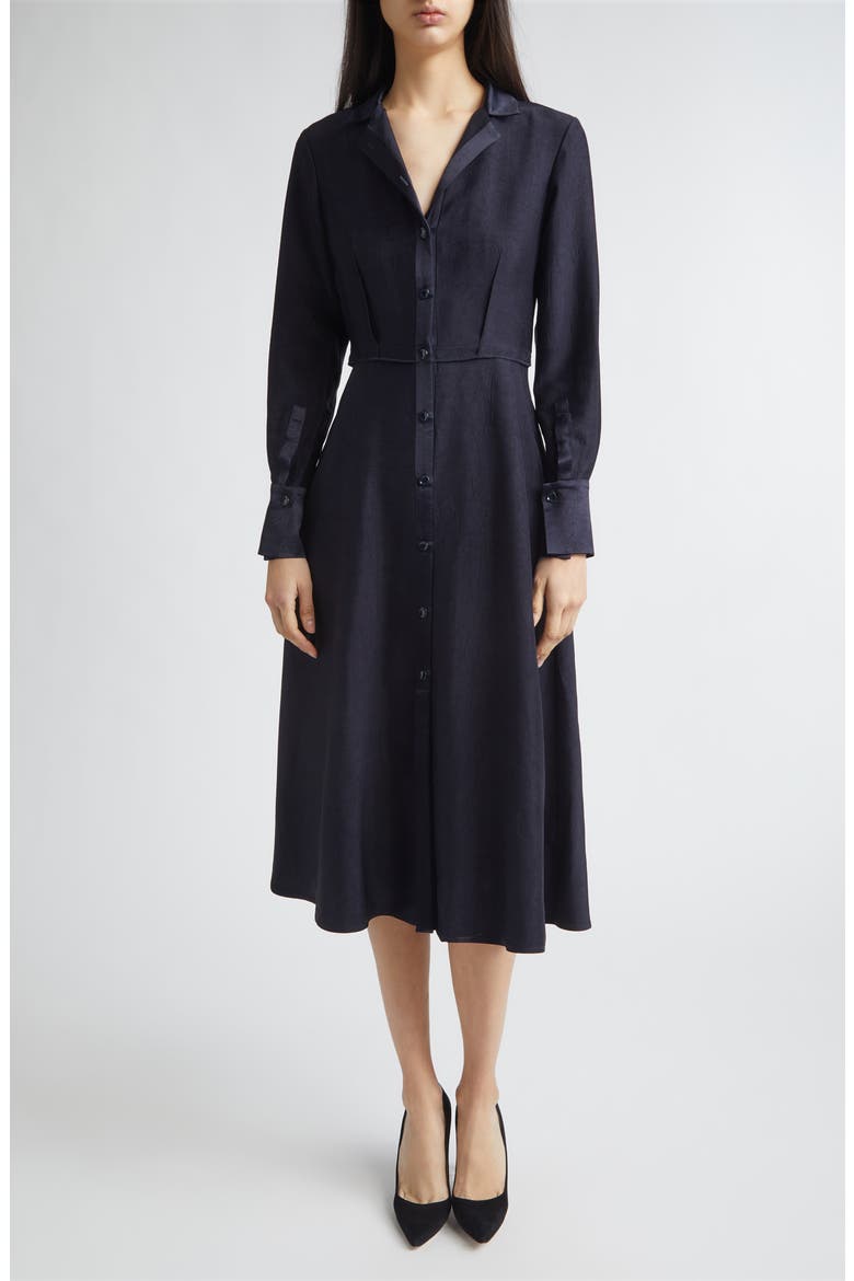 Long Sleeve Washed Twill Midi Shirtdress
