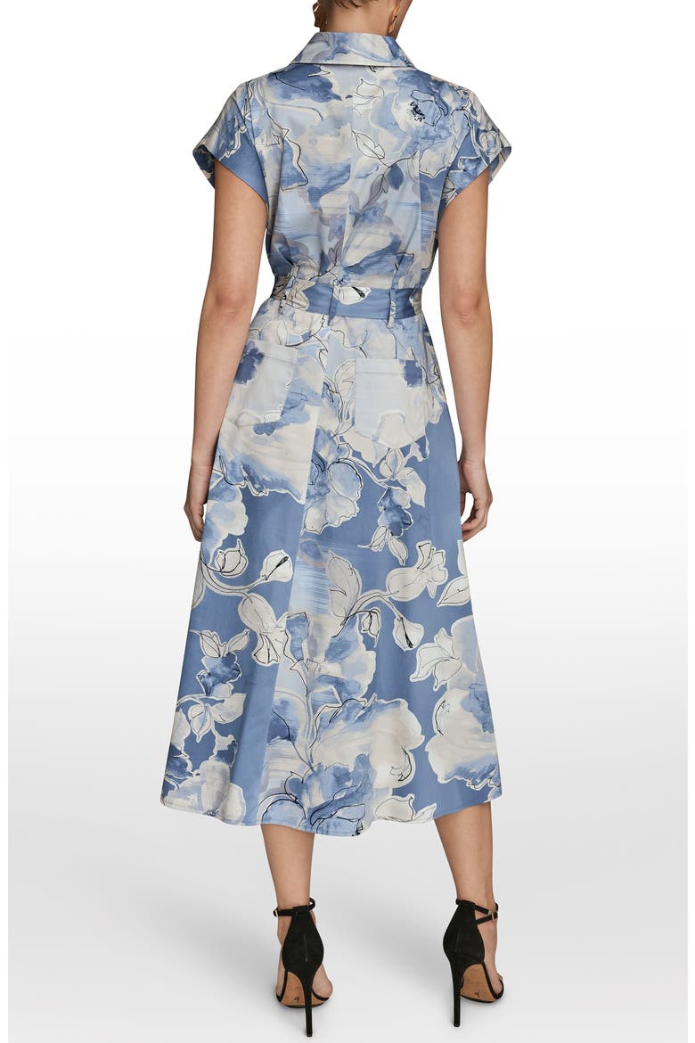 Print Tie Waist Midi Shirtdress