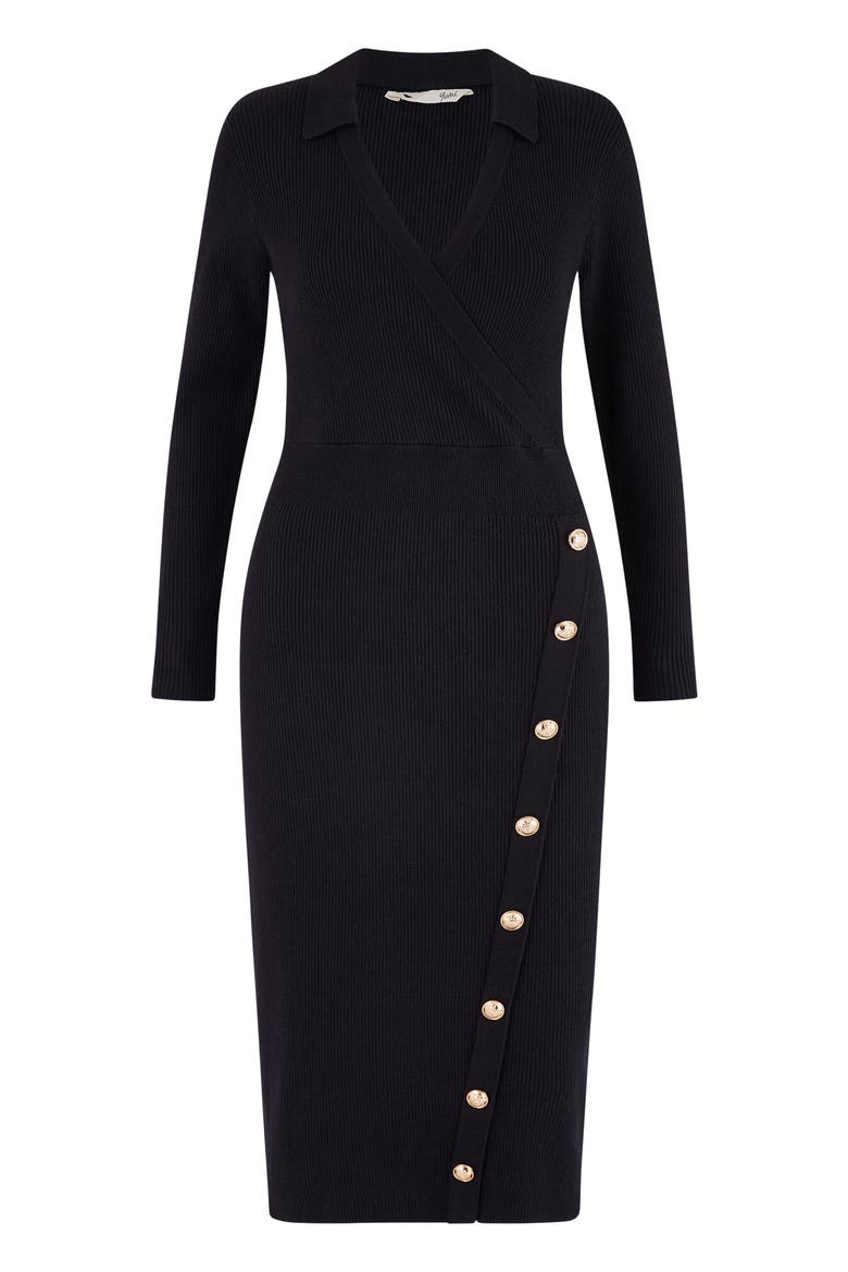 Knitted Button Detailed Midi Dress