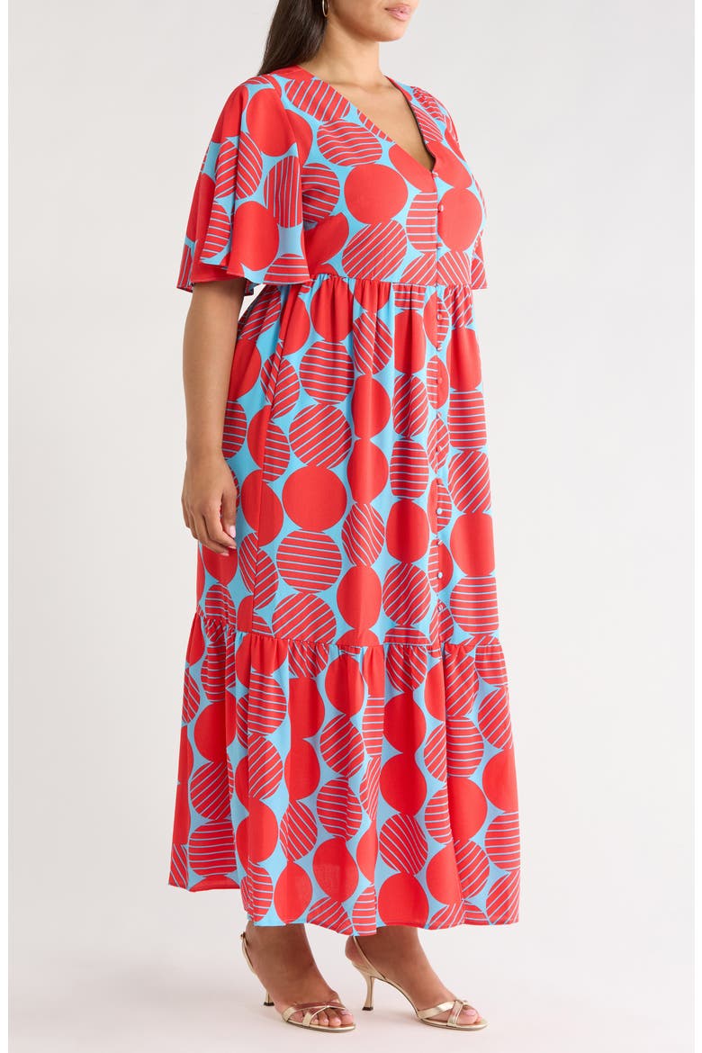Print Ruffle Hem Maxi Dress