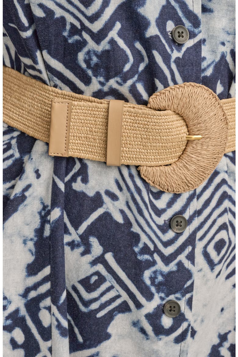 Belted Linen Blend Midi Dress