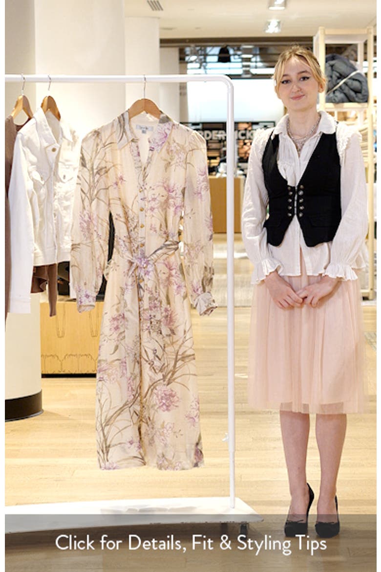 Hazel Long Sleeve Floral Print Midi Shirtdress