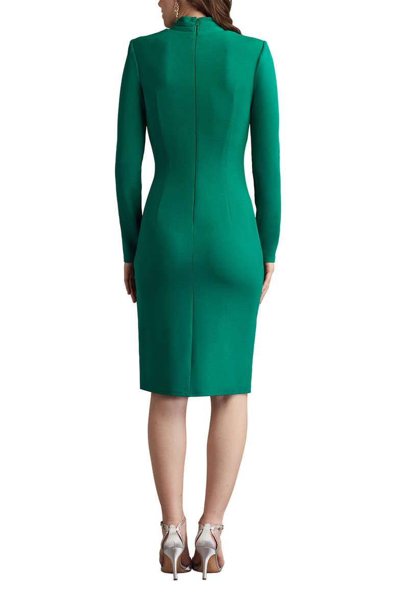Ruffle Side Drape Long Sleeve Cocktail Dress