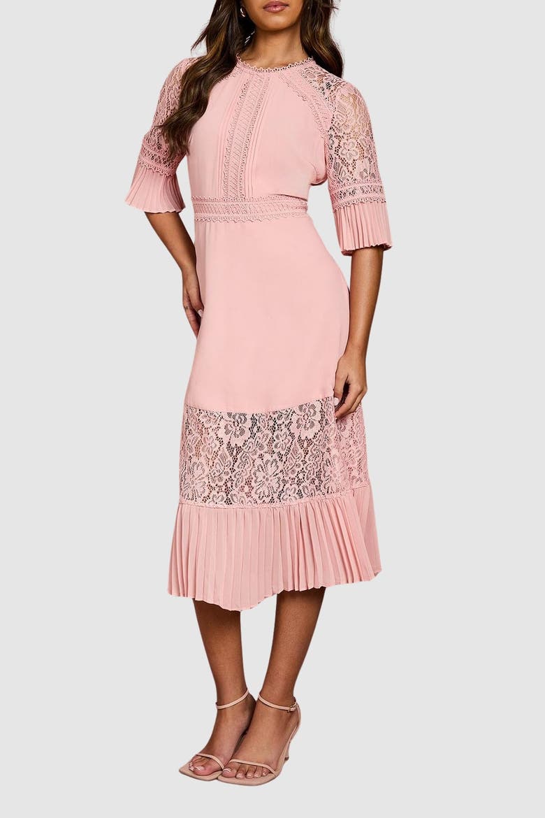 Lace Insert Midi Dress