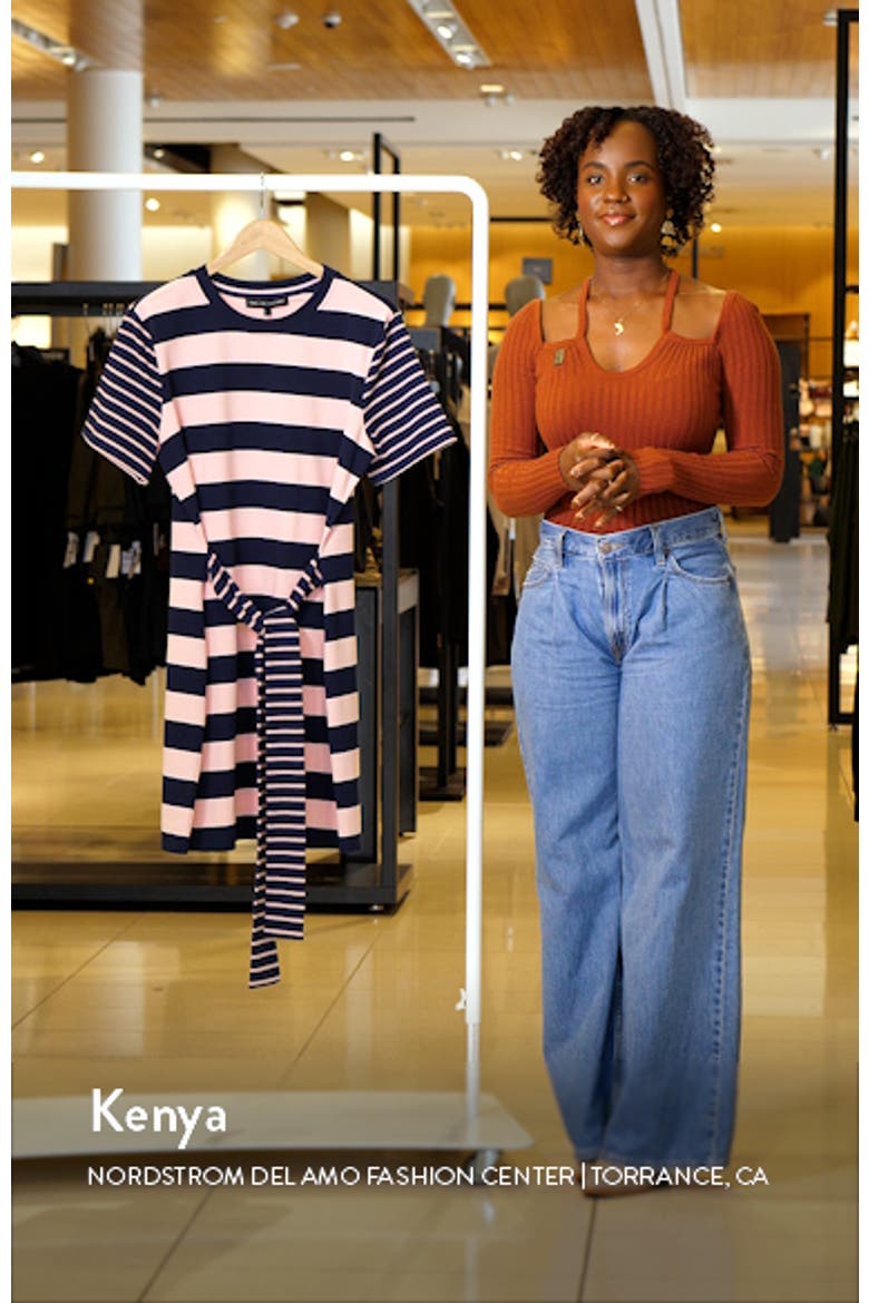 Contrast Stripe Tie Waist Minidress