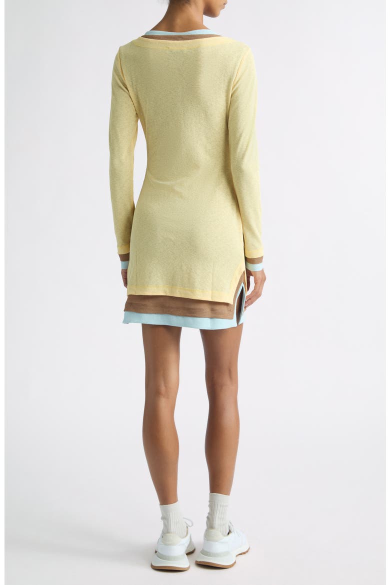Lyna Long Sleeve Contrast Layered Minidress