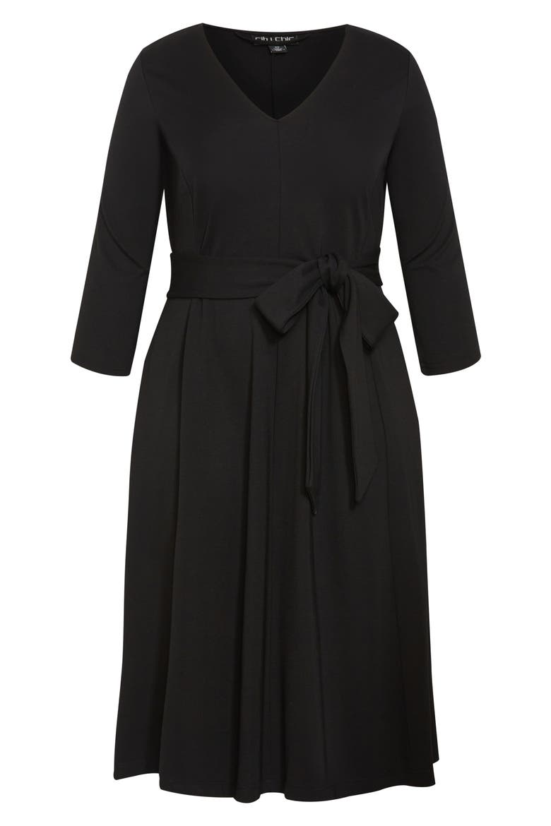 Rayna Tie Waist Stretch Ponte Midi Dress